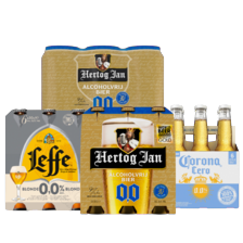 Hertog Jan 0.0%, Corona cero 0.0% of Leffe blond 0.0%